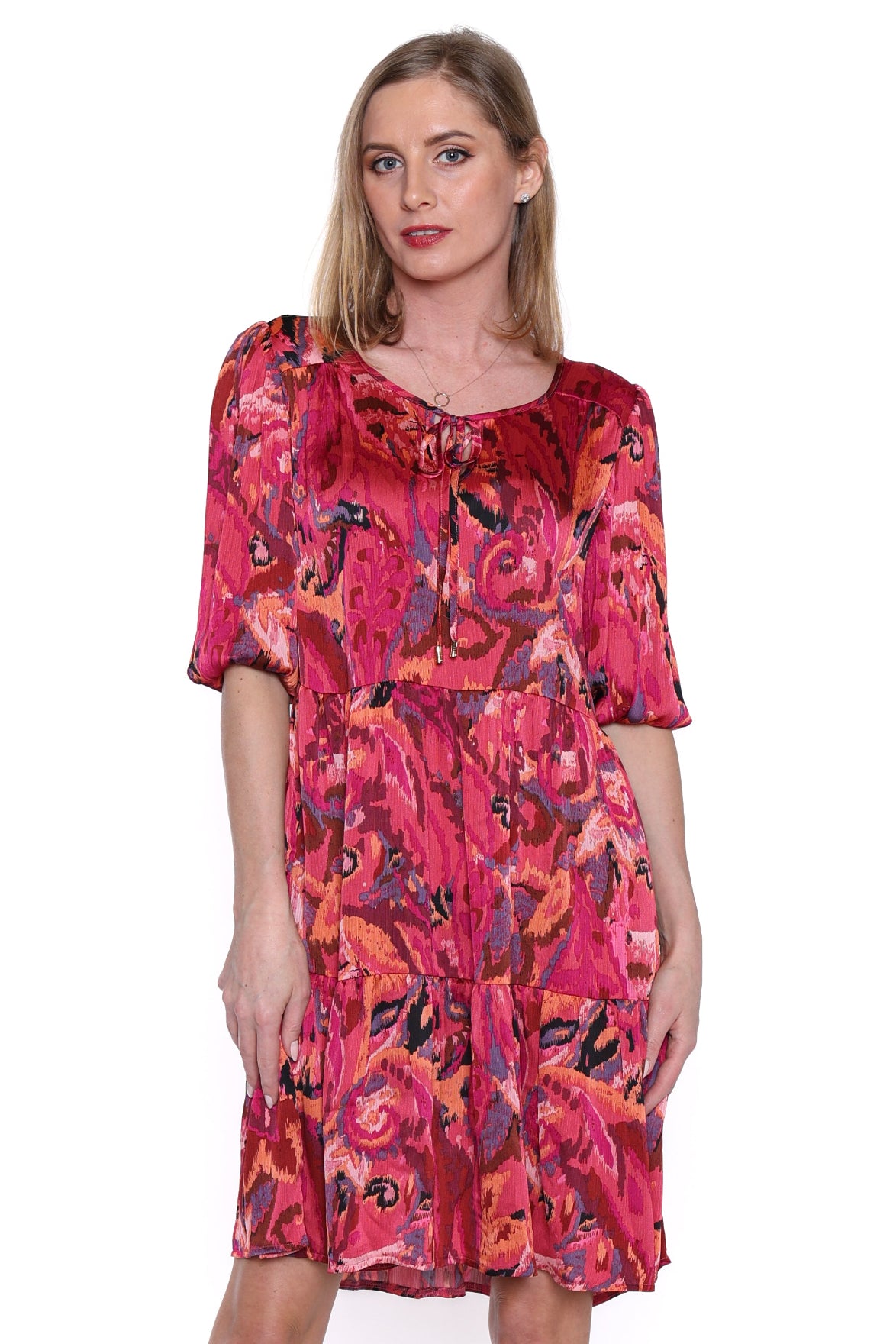 Abstract Print Tiered Dress