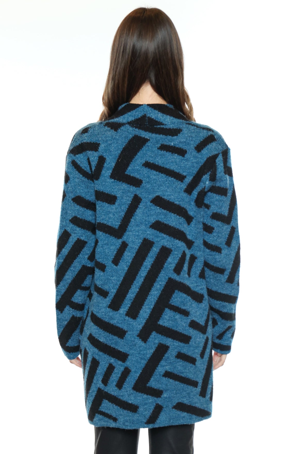 Abstract Print Open Front Cardigan