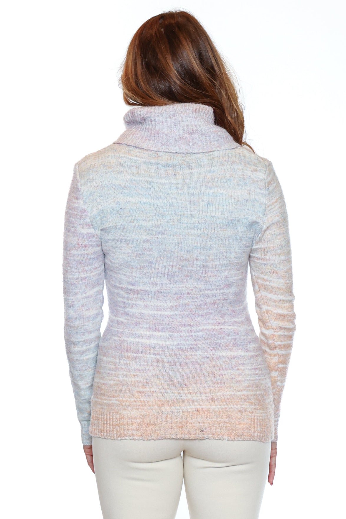 Soft Ombre Cowl Neck Knit Sweater