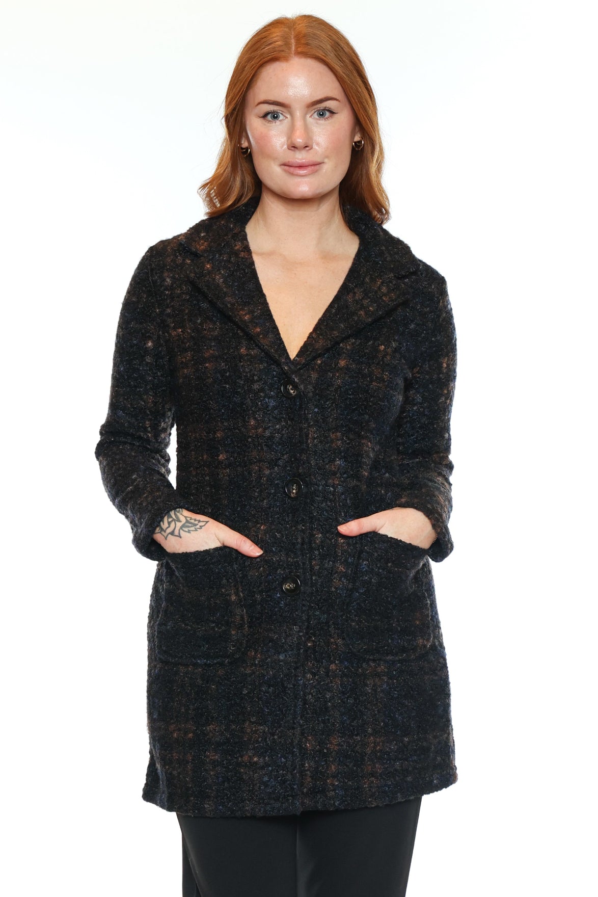 Plaid Button Front Coatigan