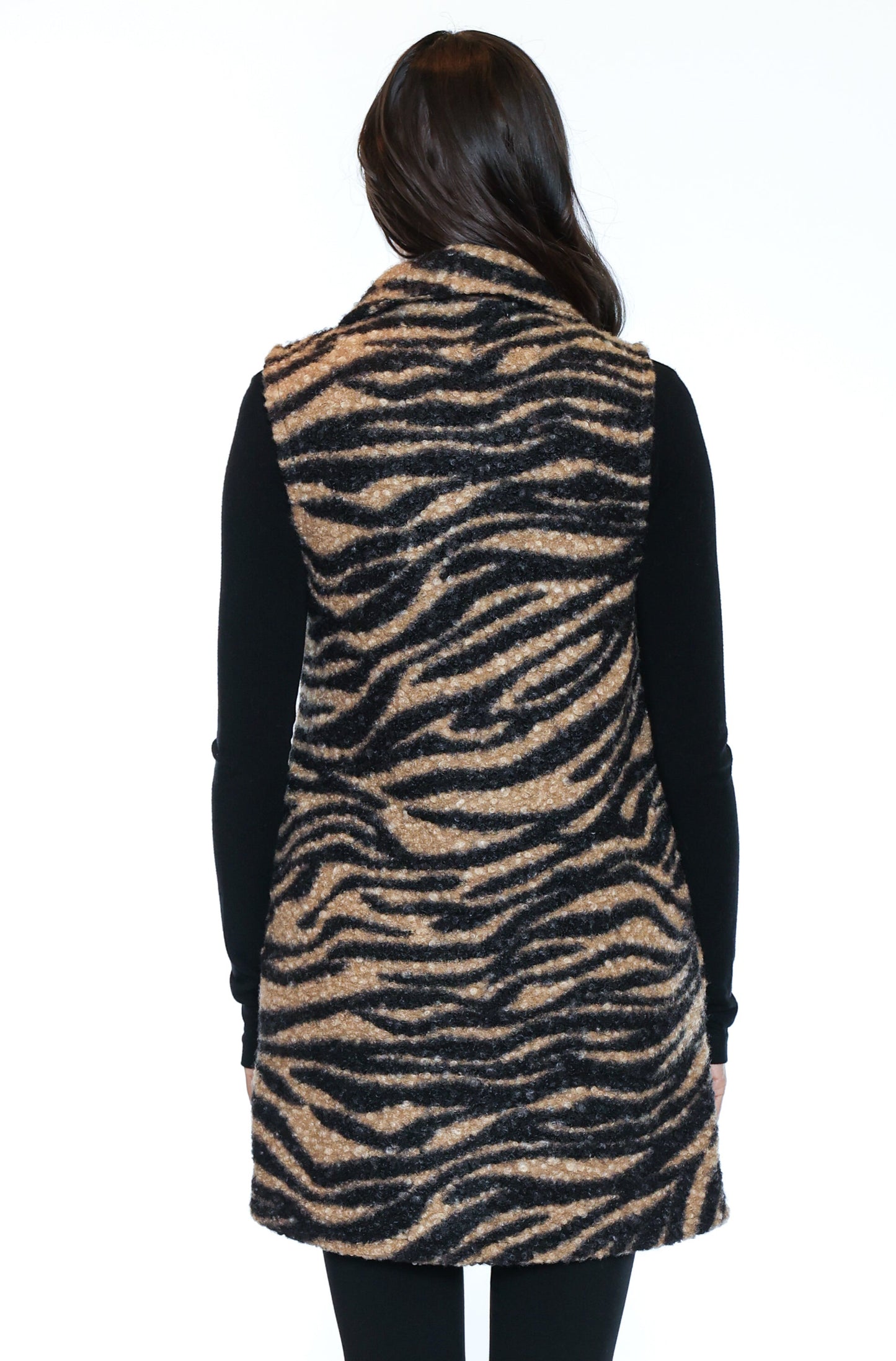 Zebra Print Button Vest