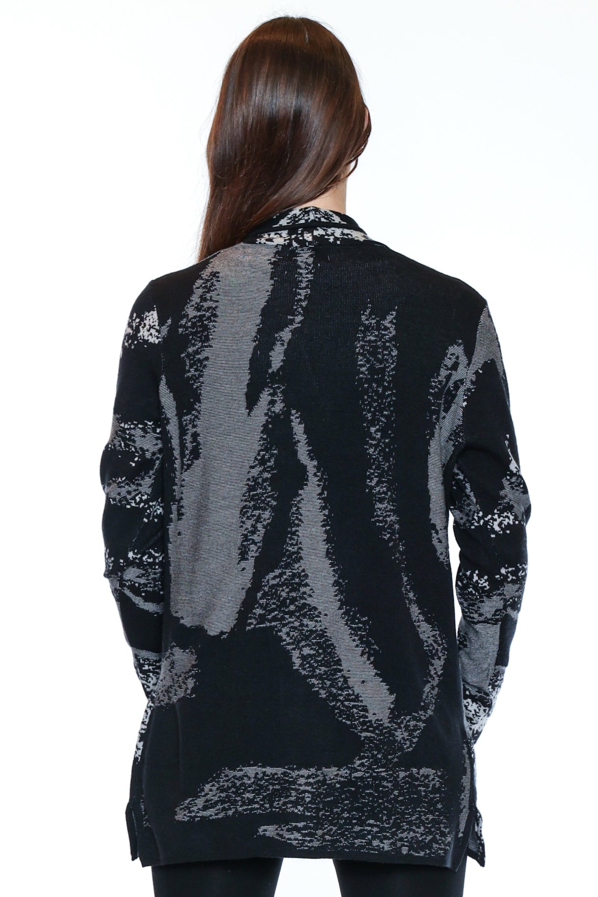 Abstract Print Knit Cardigan