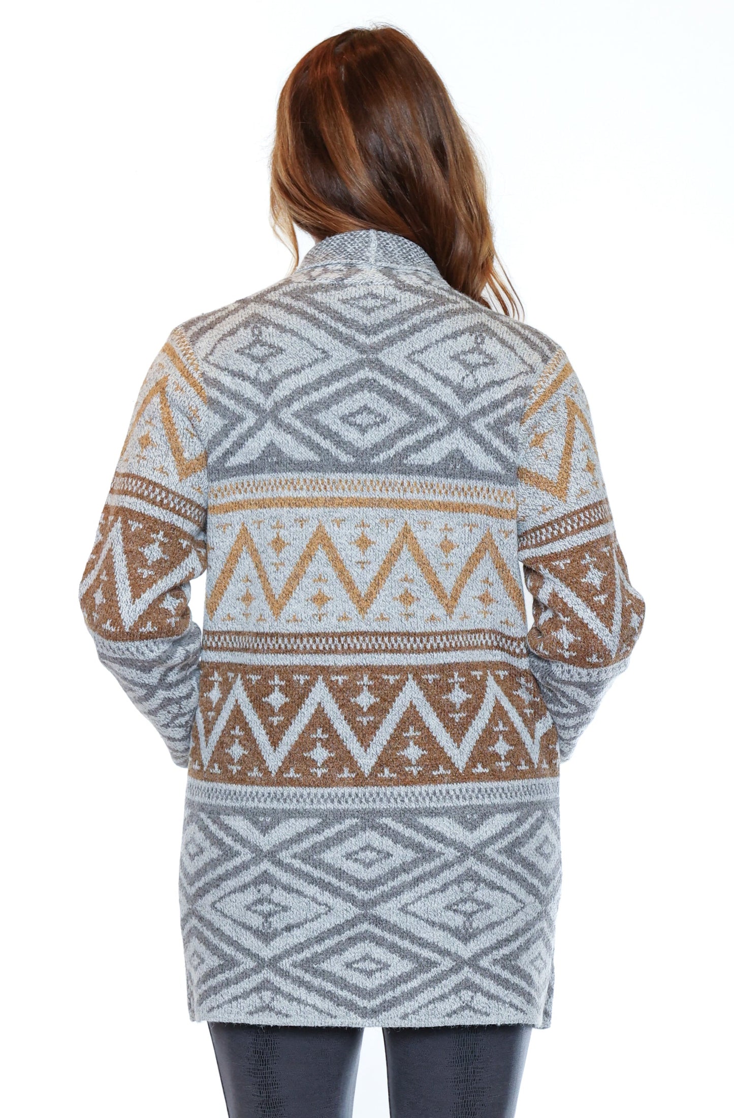 Aztec Pattern Open Front Cardigan