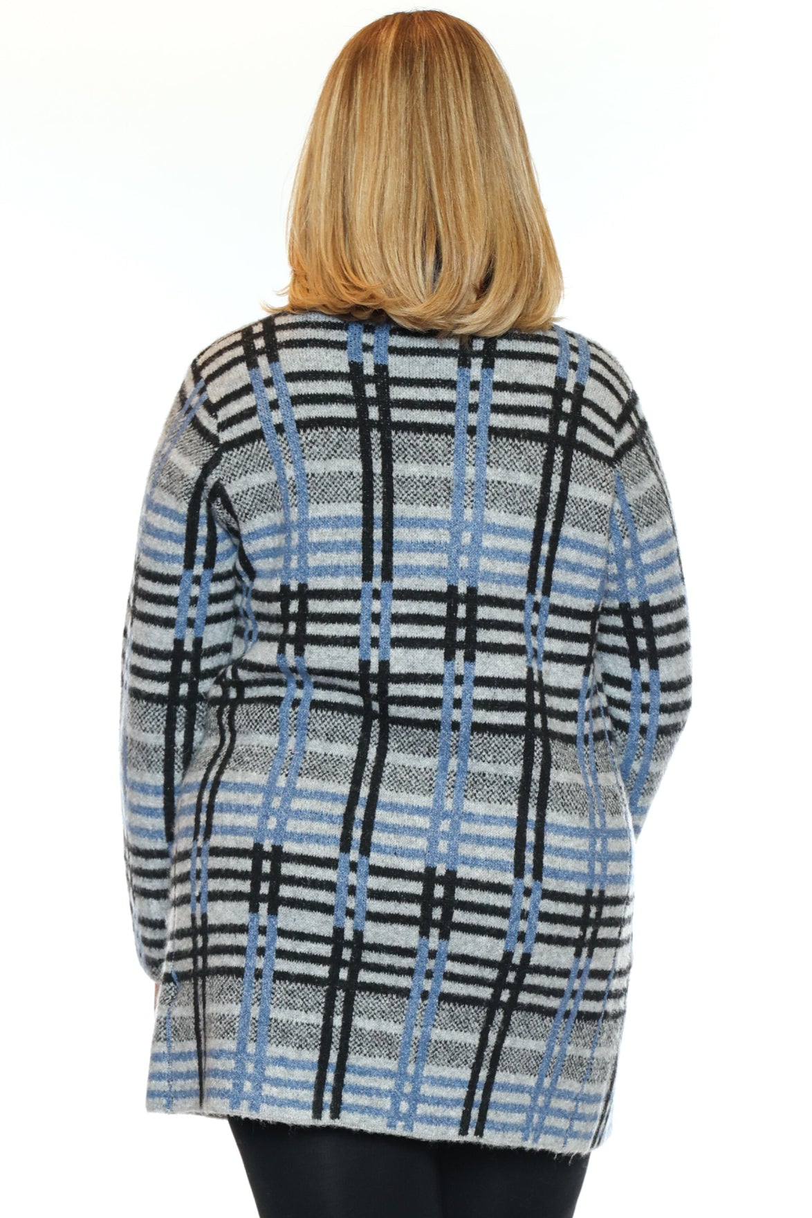 Cozy Plaid Open Front Longline Cardigan