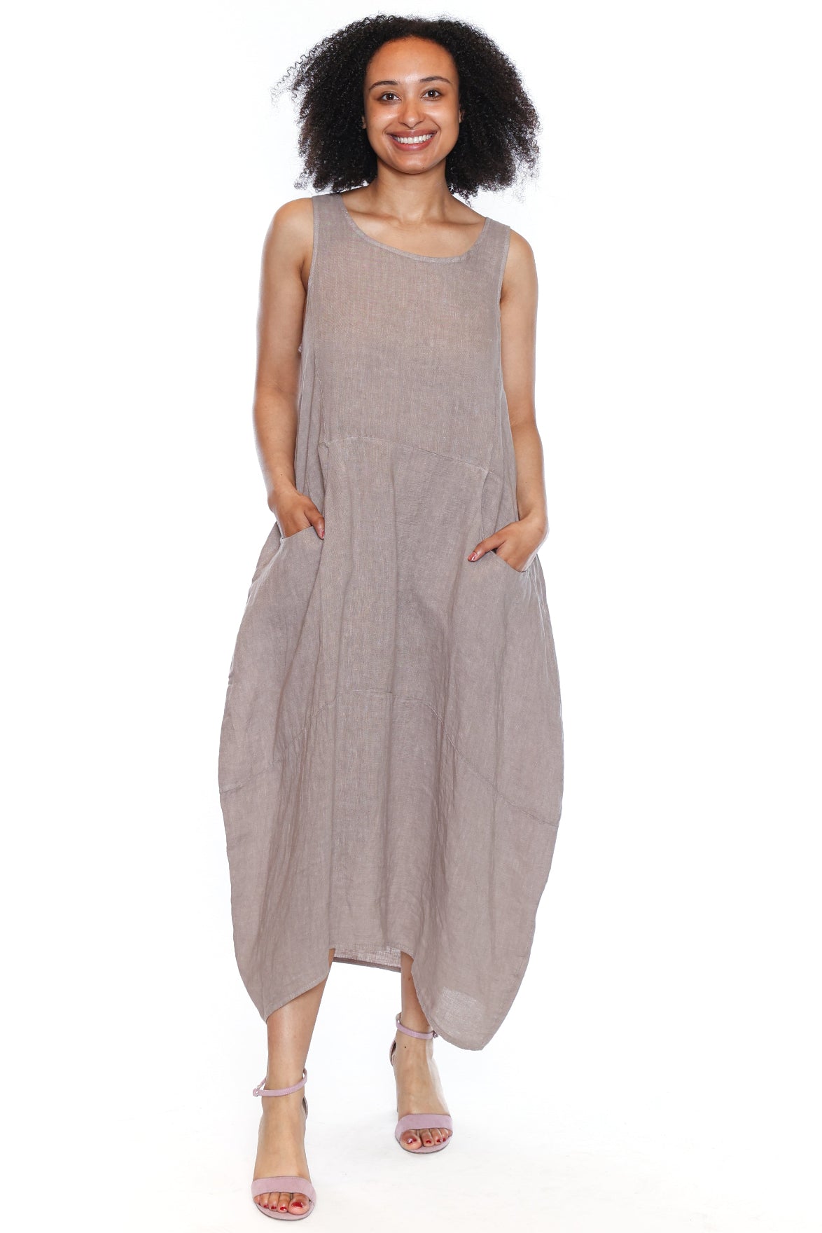 Linen Sleeveless Midi Dress