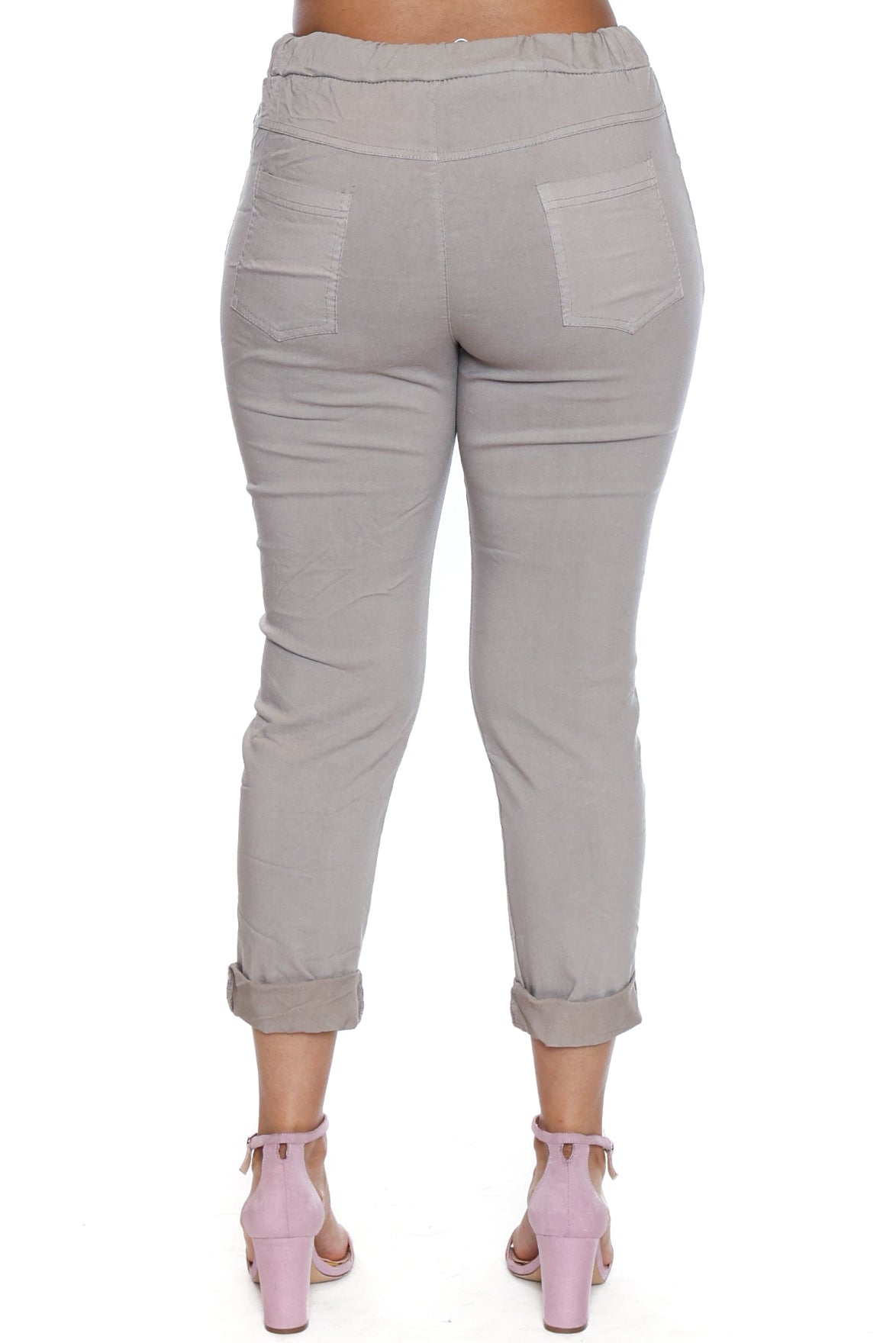 Embroidered Pull-On Ankle Pants