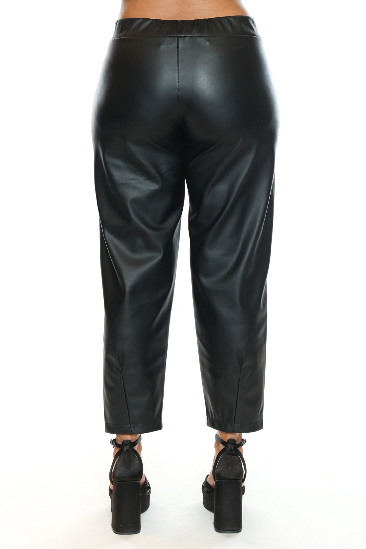 Faux Leather Tapered Pull-On Pant