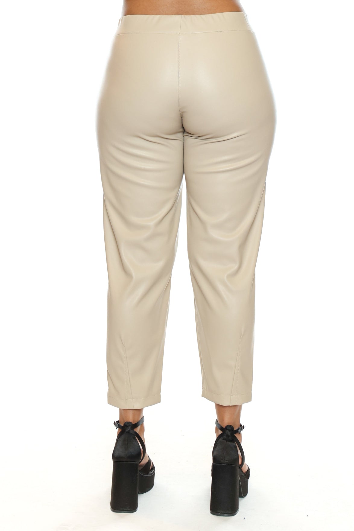 Faux Leather Tapered Pull-On Pant