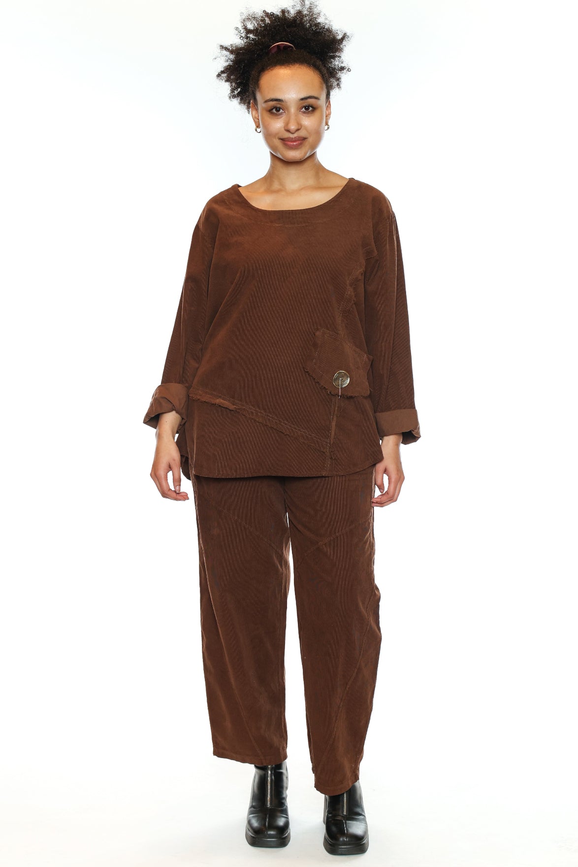 Textured Cotton Asymmetrical Pocket Top