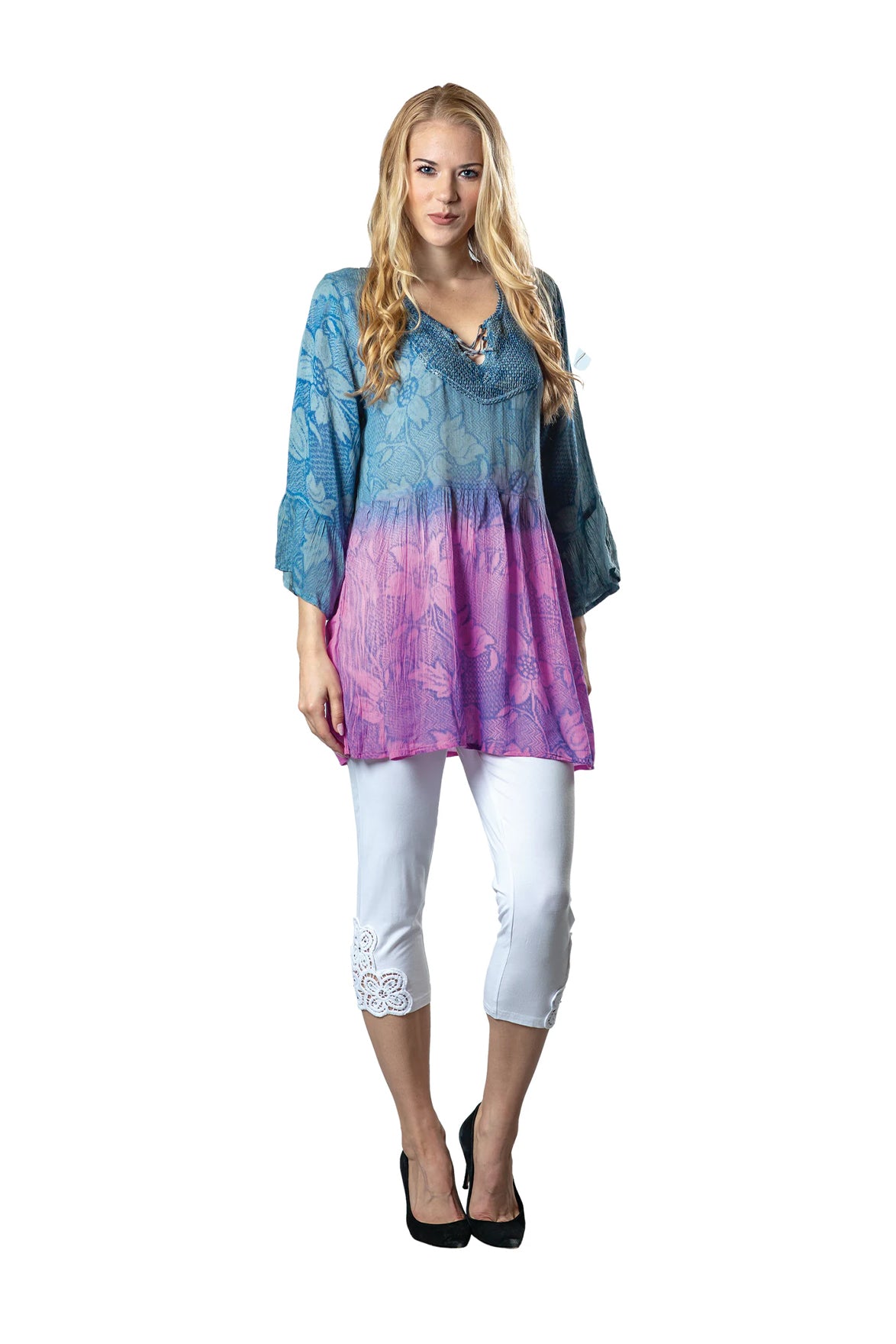 Rayon Lace Neckline Blouse