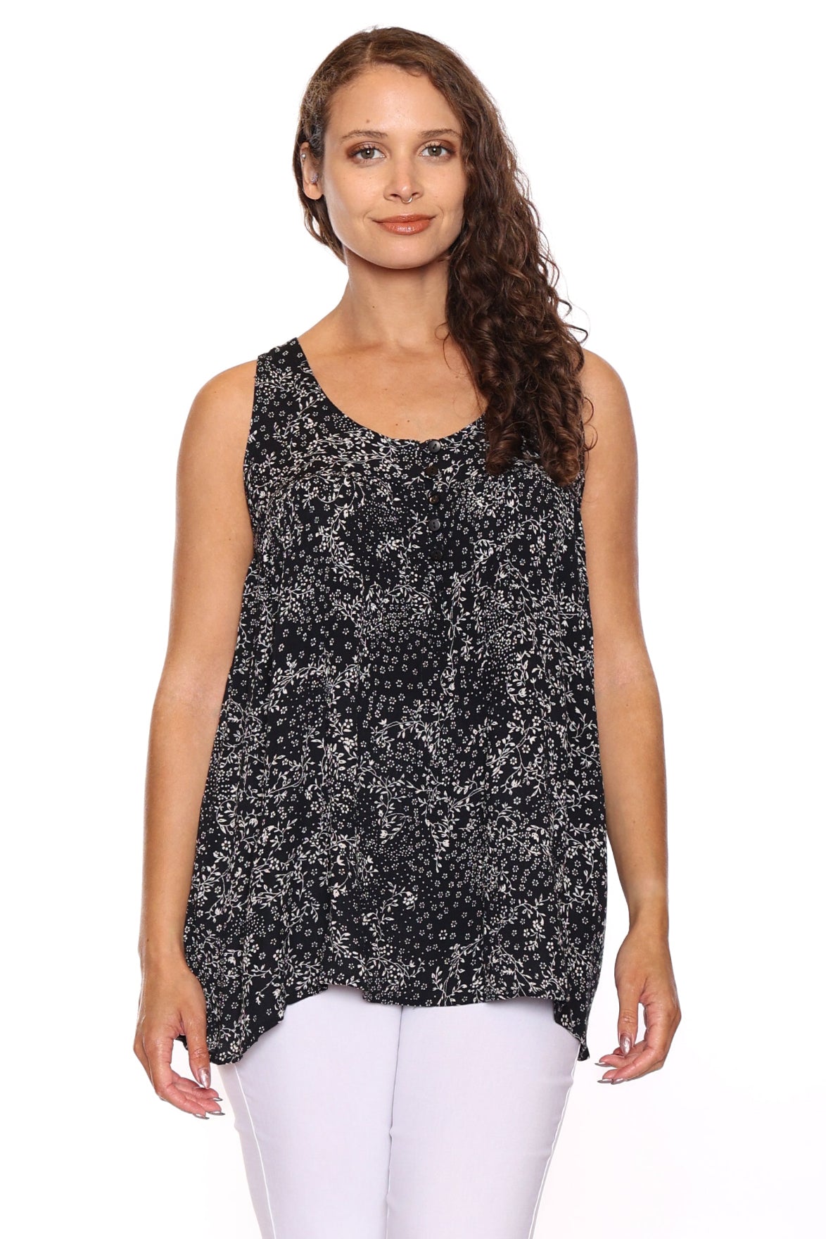 Sleeveless Printed Tunic Top