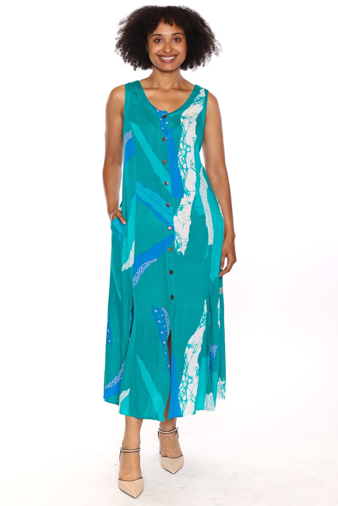 Coastal Rhythm Sleeveless Maxi Dress
