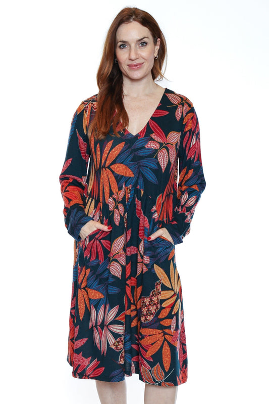 Floral V-Neck Pocket Dress