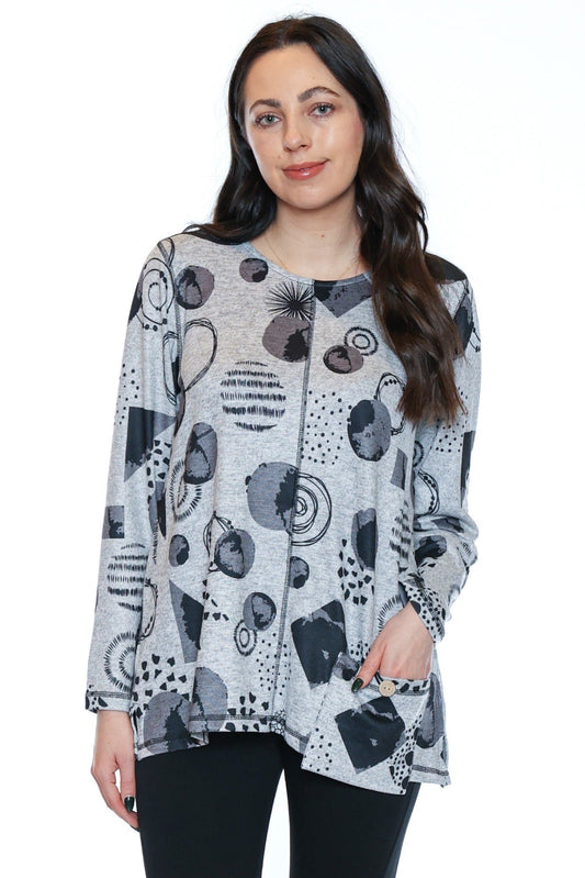 Abstract Print Long Sleeve Top