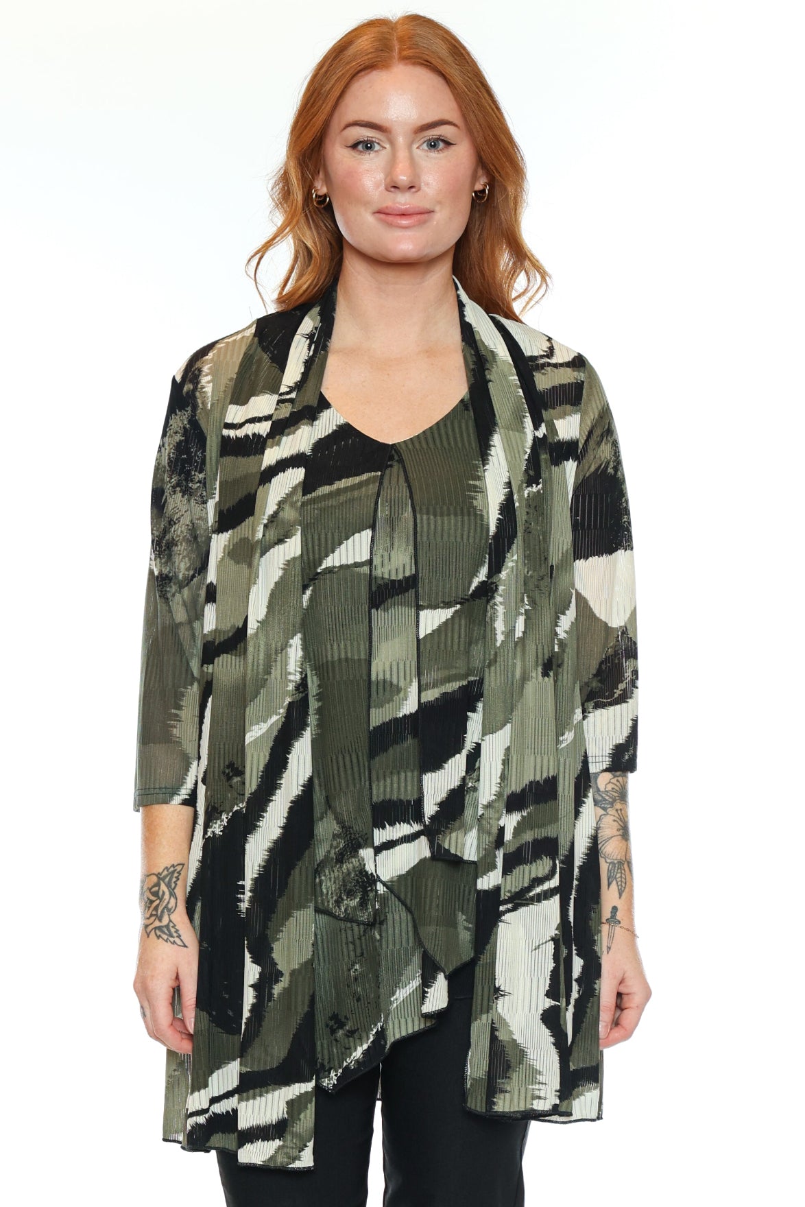 Printed Open Front Cardigan