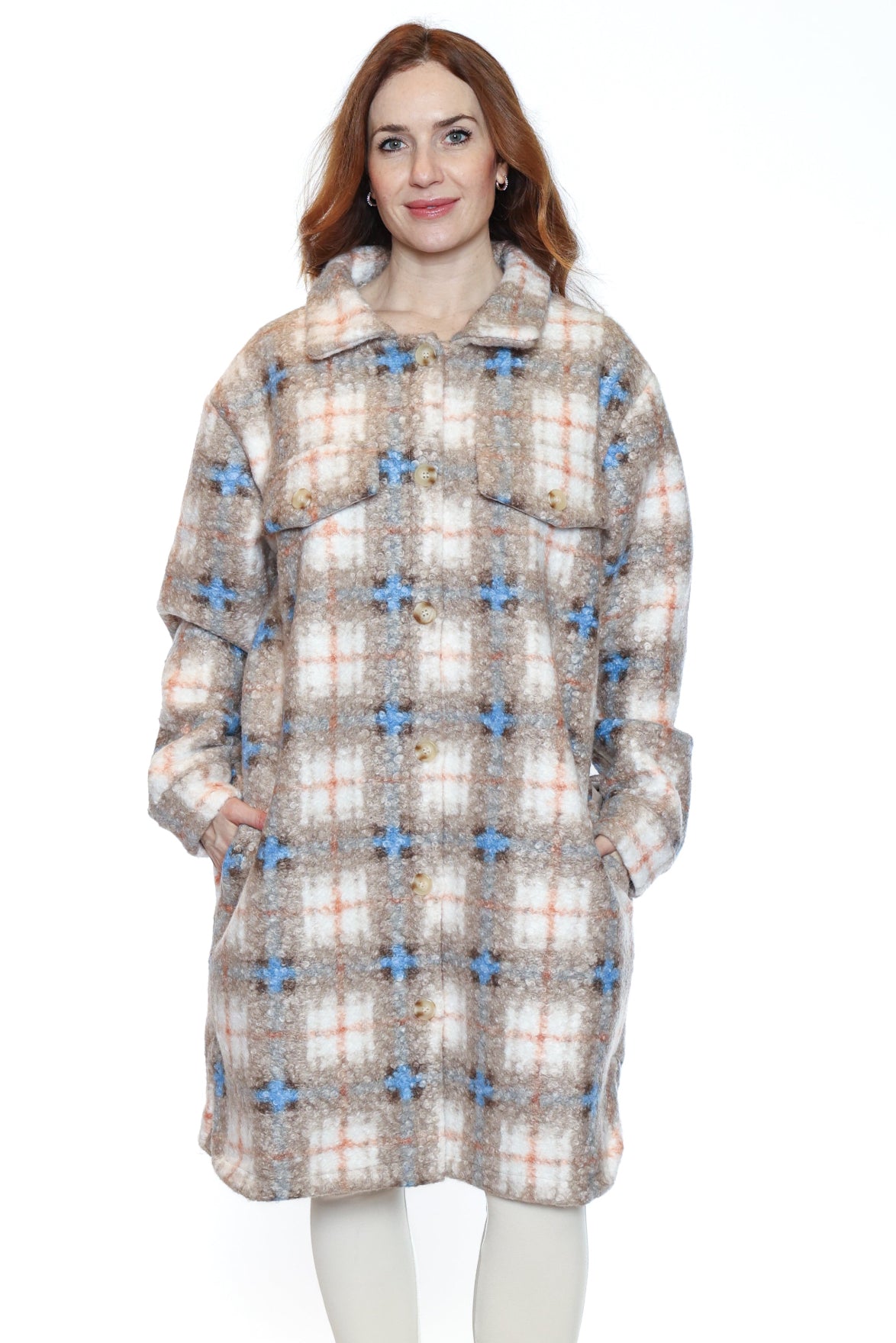 Highland Plaid Button Coat