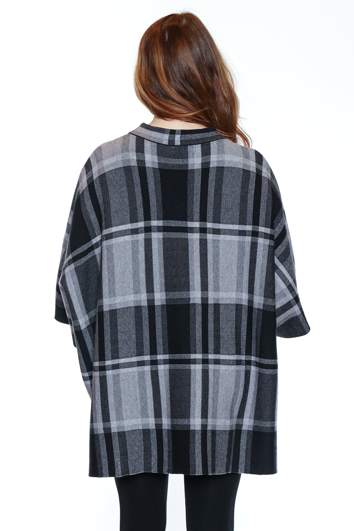 Oversized Plaid Mock Neck Tunic
