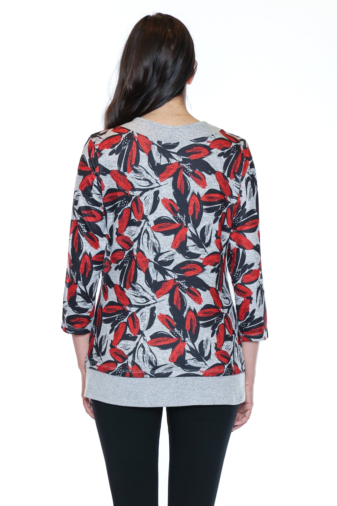 Printed 3/4 Sleeve Knit Top