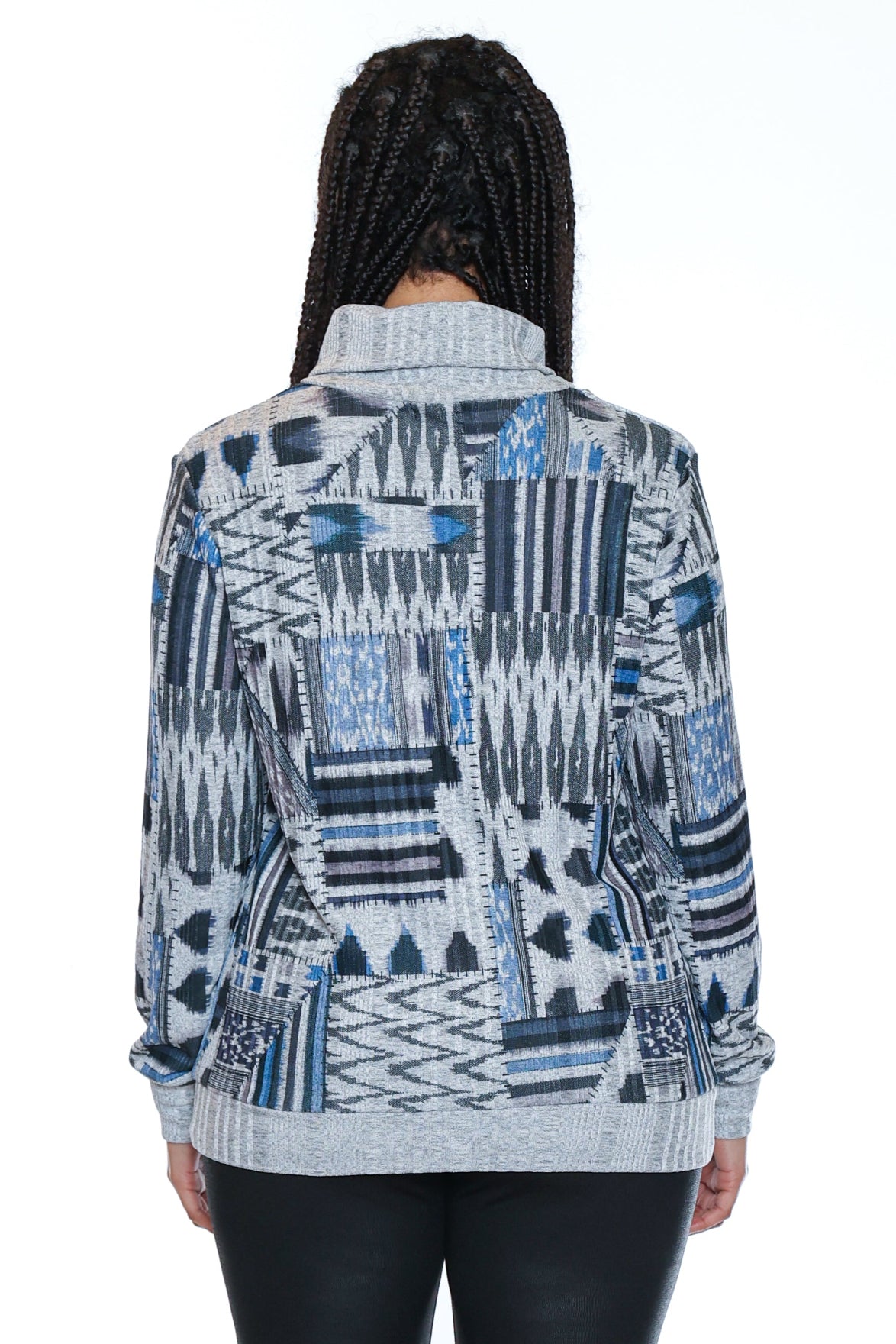 Mock Neck Printed Sweater