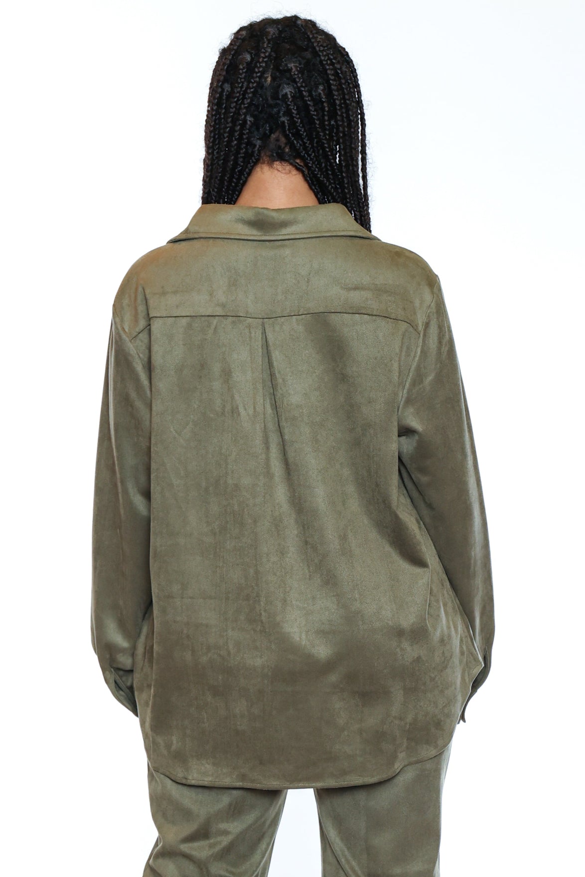 Suede-Look Button Down Top