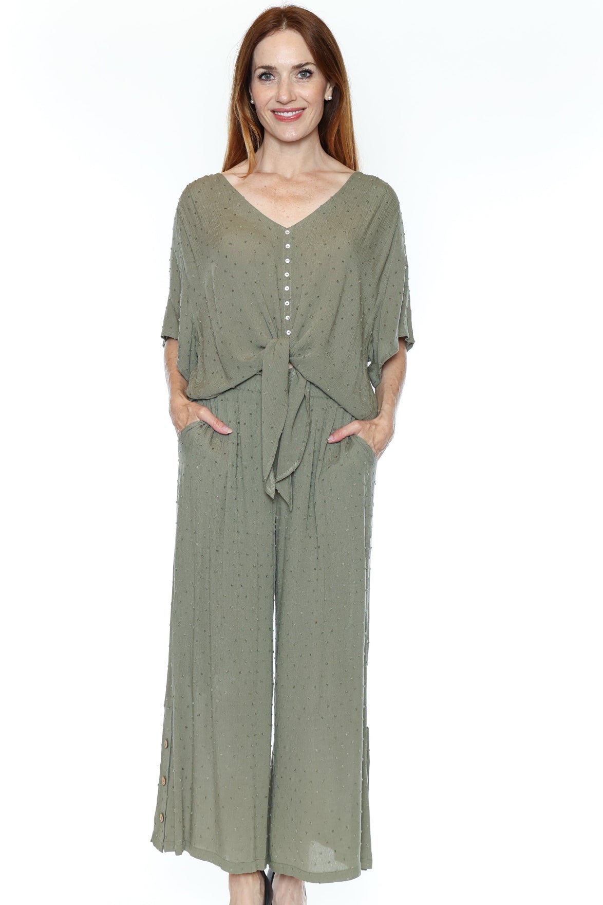 Swiss Dot Wide Leg Pants