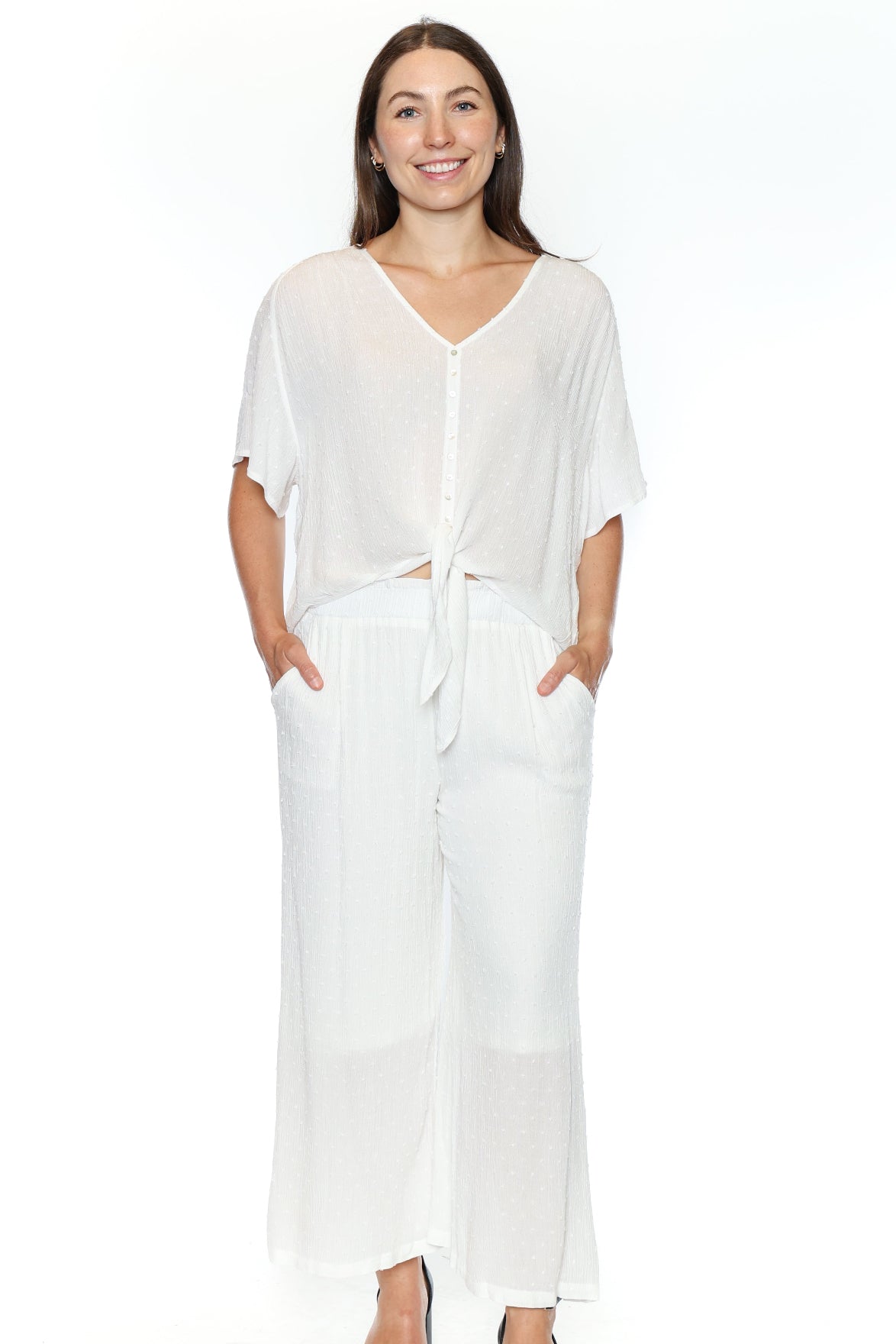 Swiss Dot Wide Leg Pants