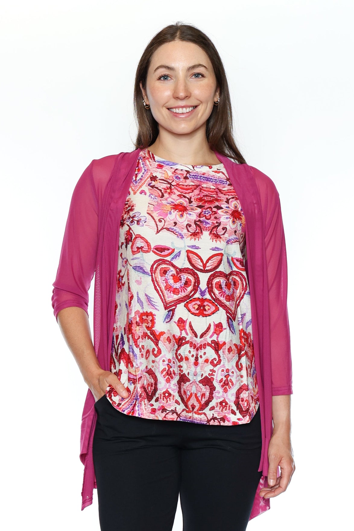 Sheer Mesh Open-Front Cardigan