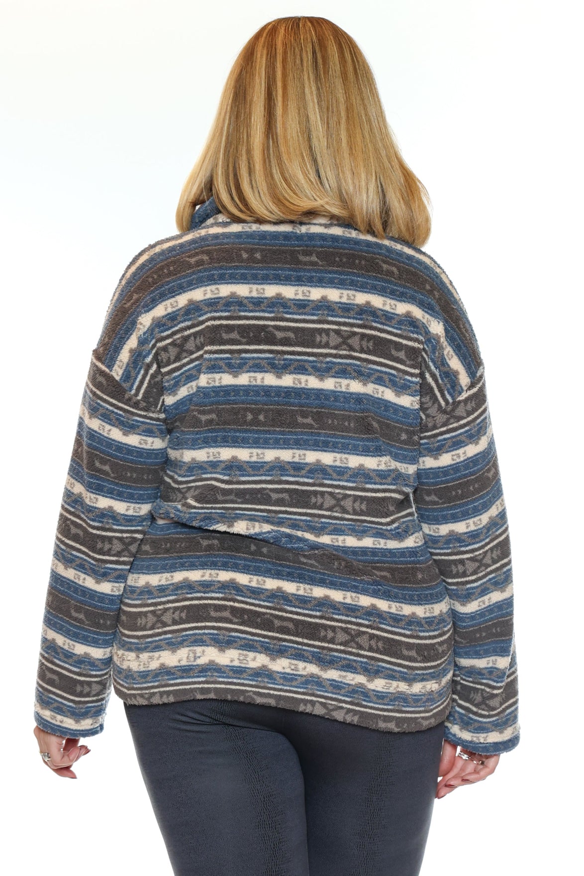 Cozy Striped Zip-Up Fleece Jacket