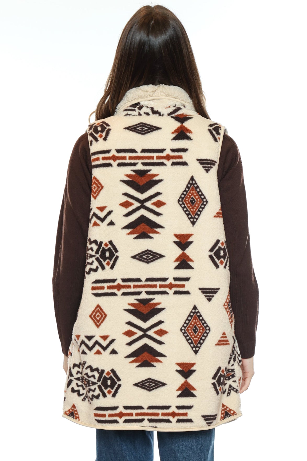 Southwestern Sherpa Collar Longline Vest