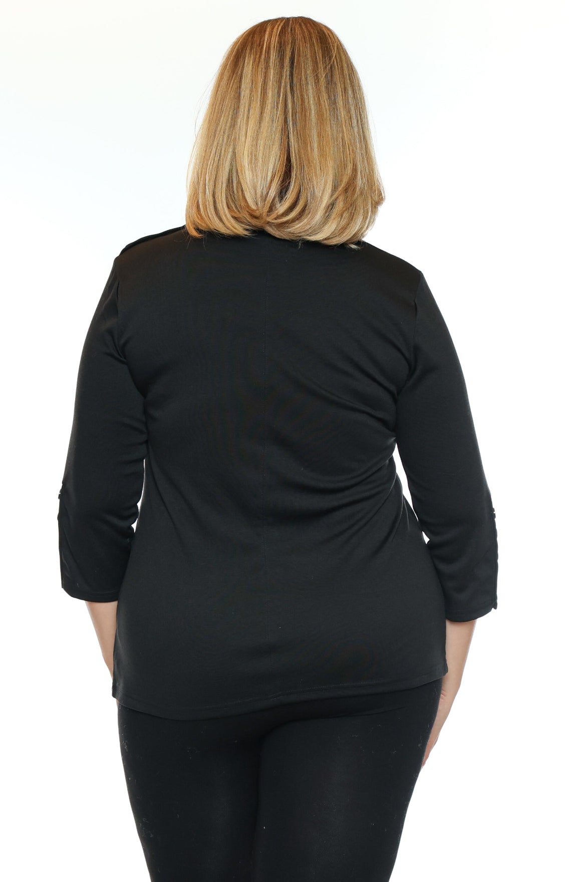 Elegant Button Detail Mock Neck Top