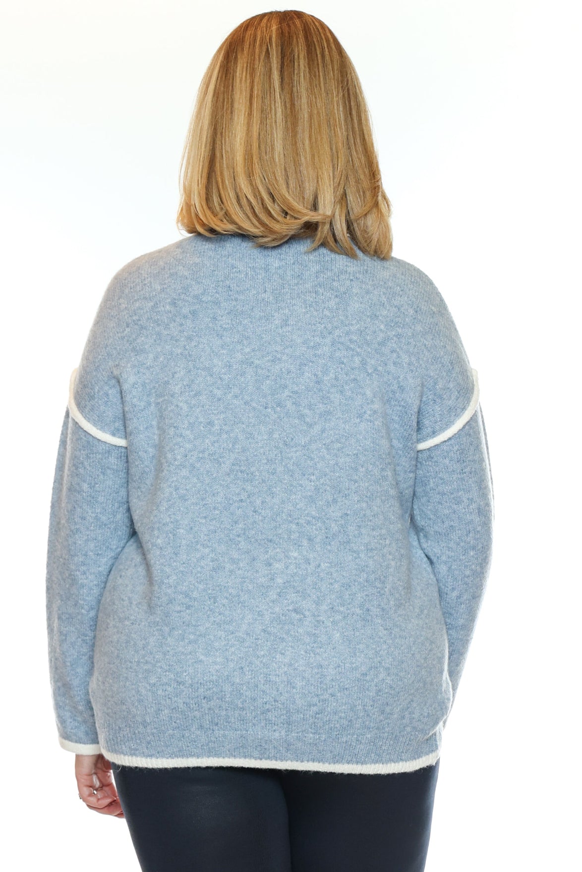 Cozy Contrast Trim Knit Sweater