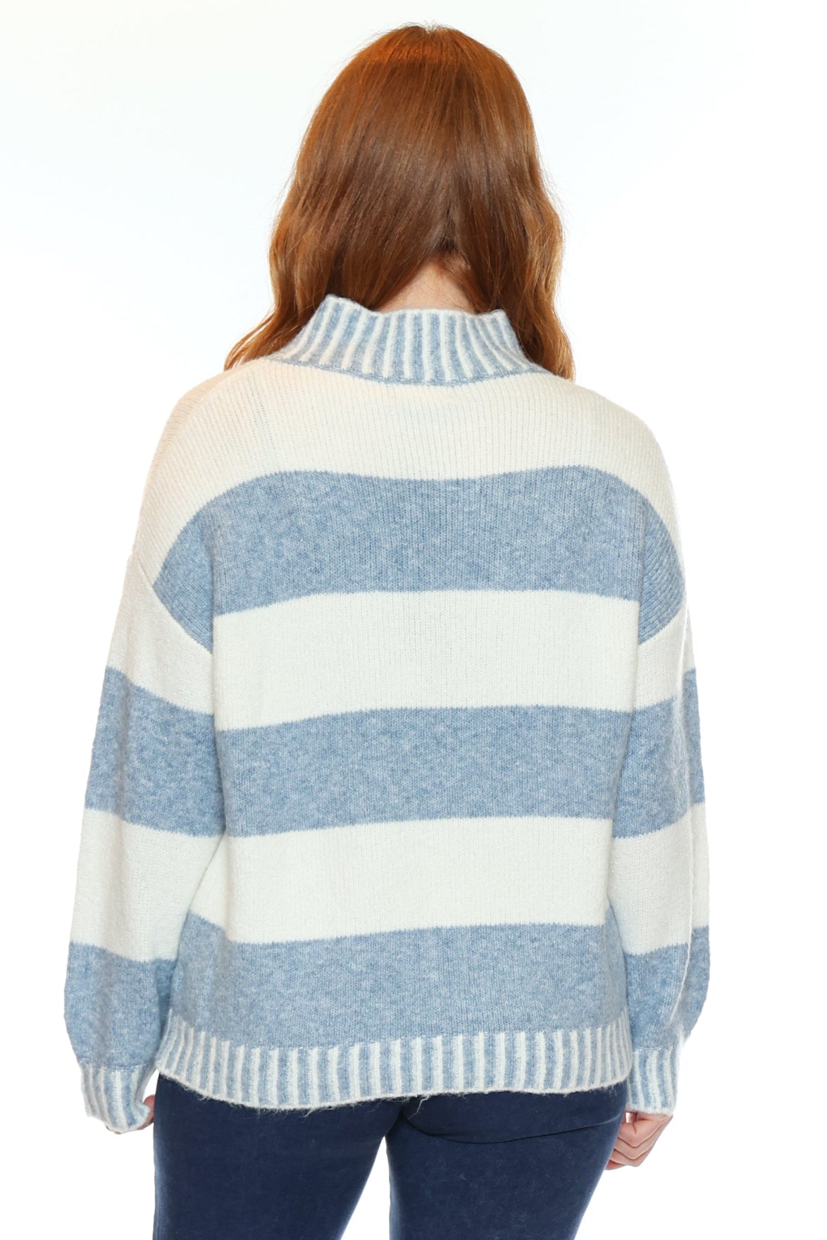 Cozy Striped Mock Neck Sweater