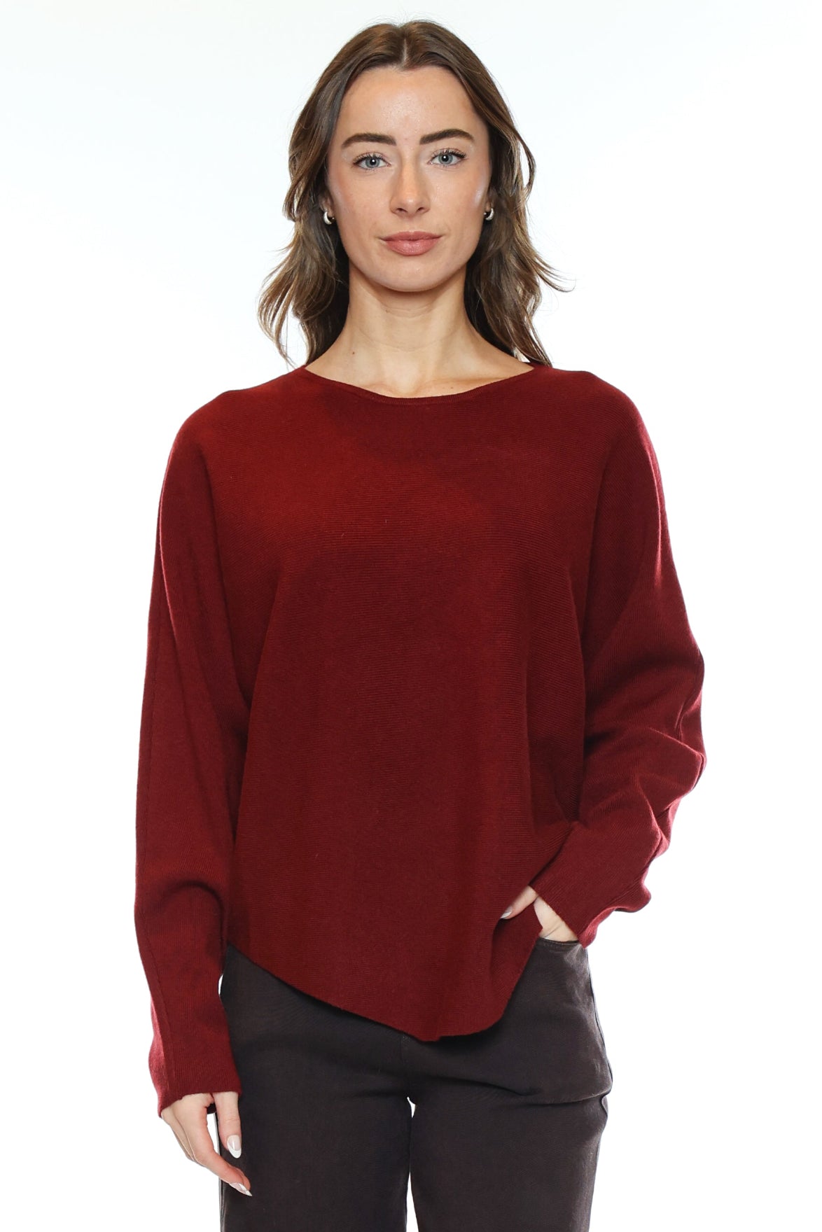 Soft Knit Curved Hem Sweater