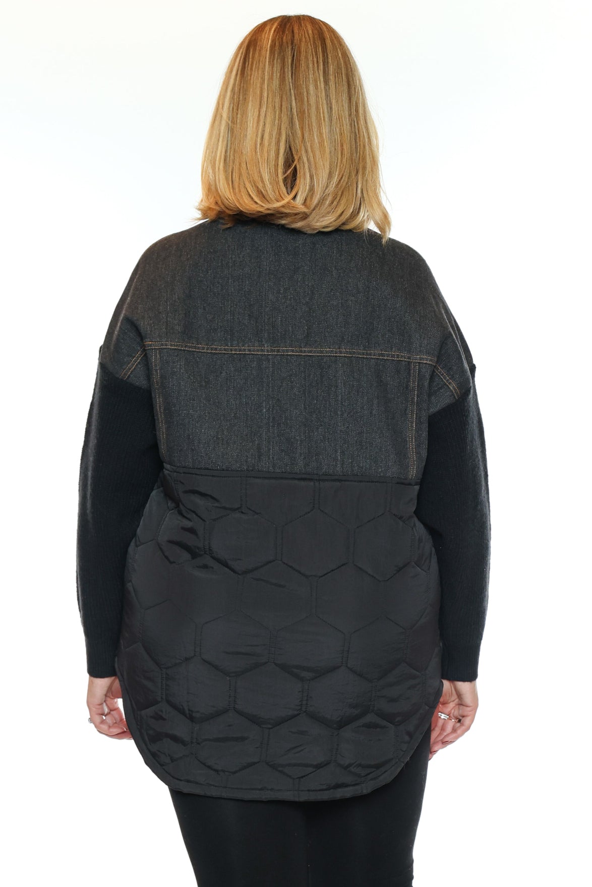 Mixed Media Denim & Quilted Oversized Jacket