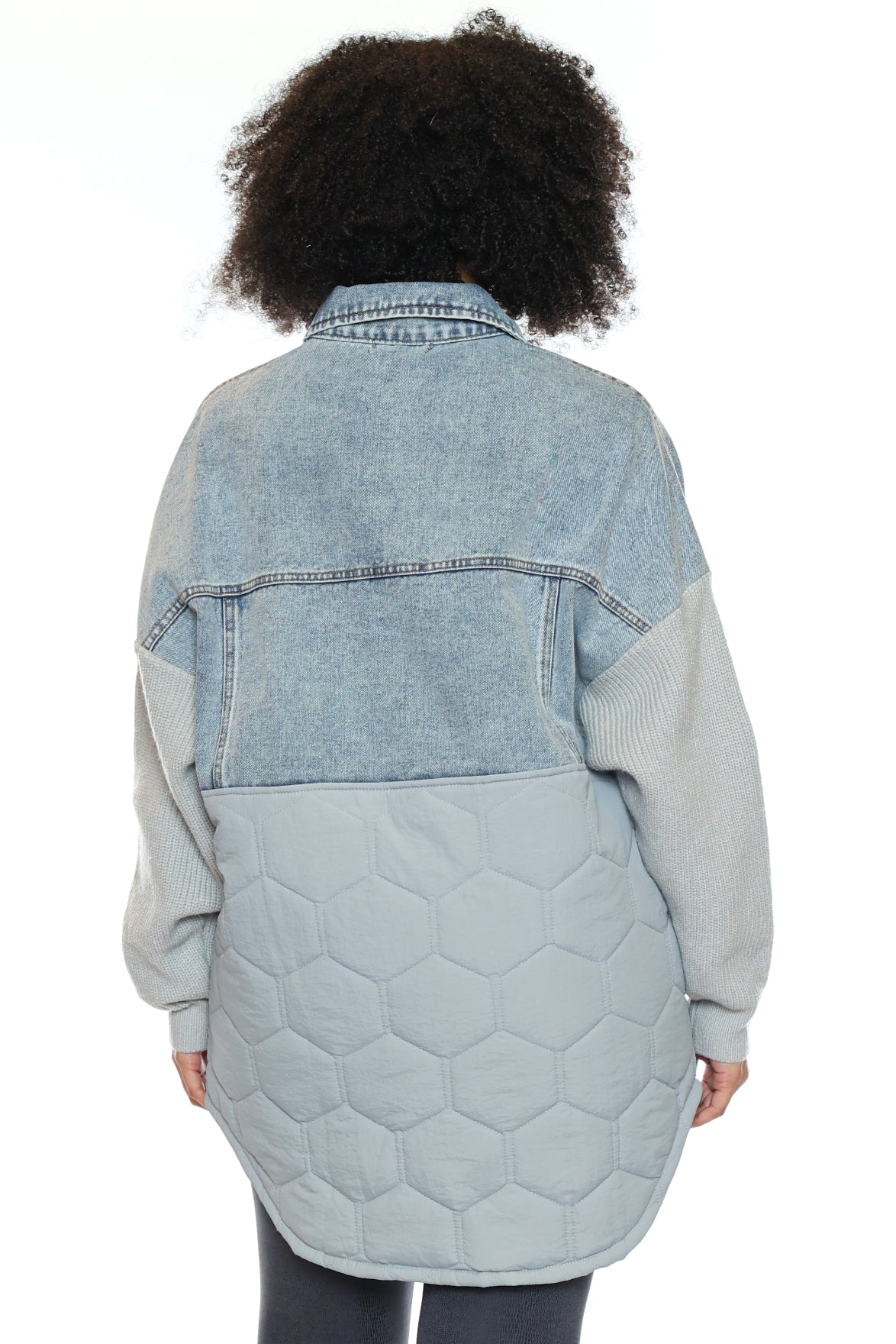 Mixed Media Denim & Quilted Oversized Jacket