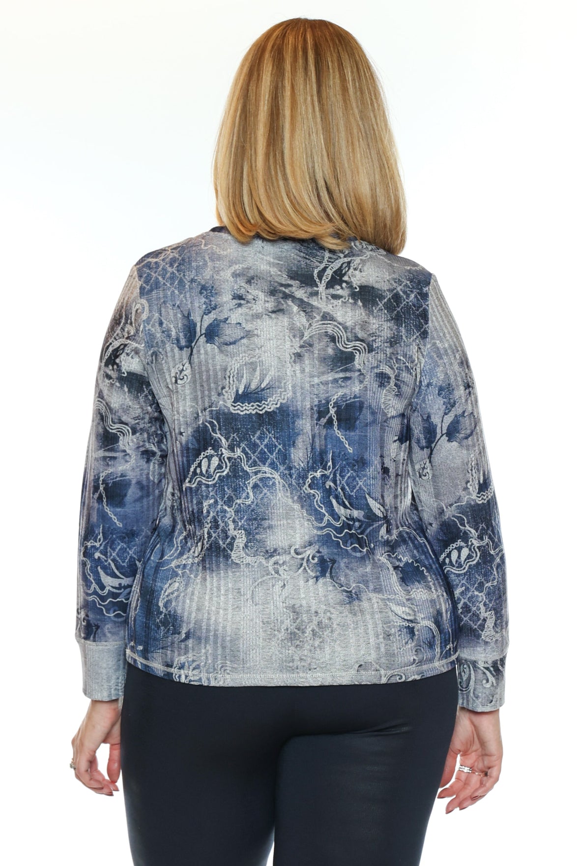 Printed Ribbed Long Sleeve Top