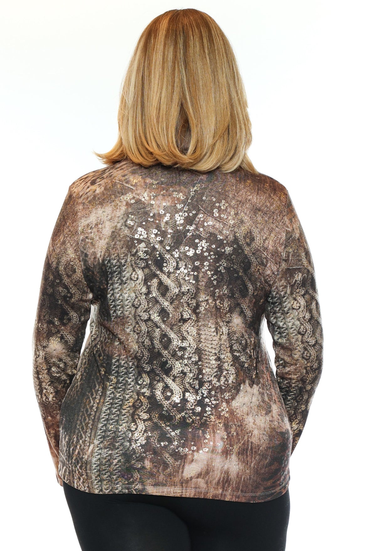 Cowl Neck Printed Long Sleeve Top