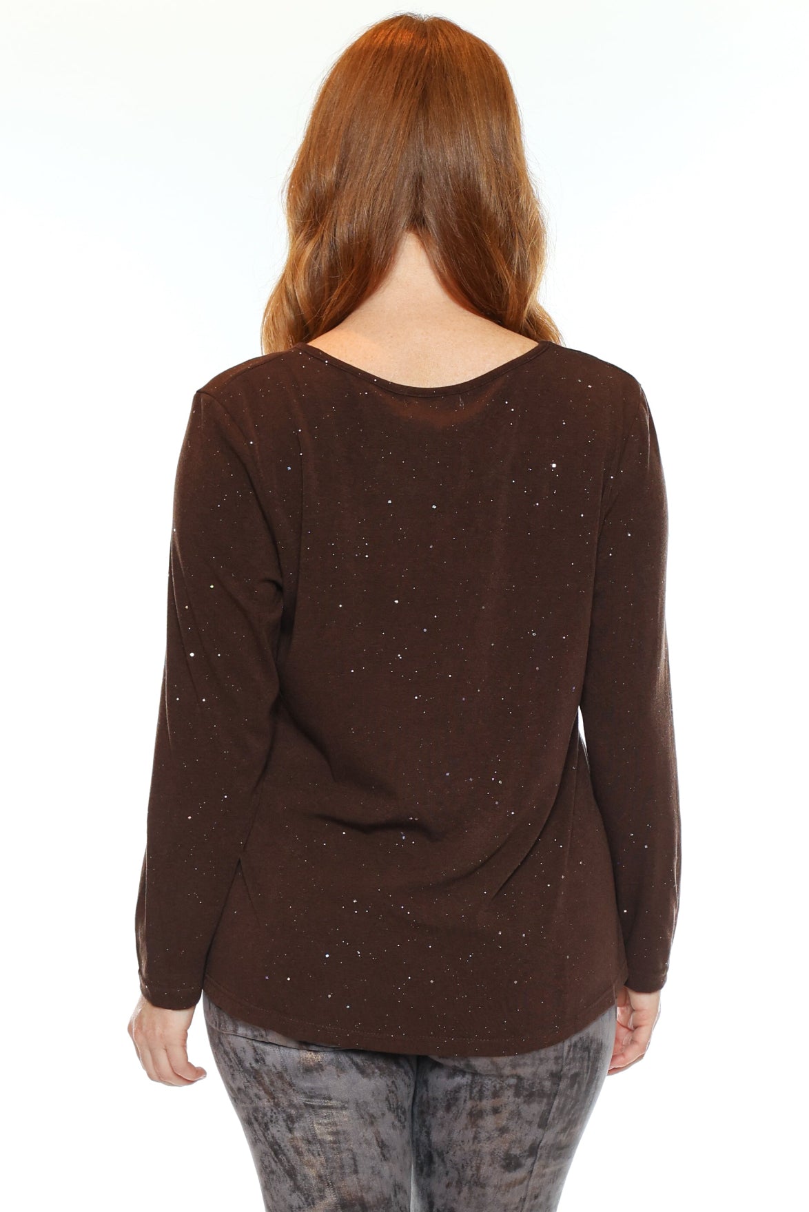 Sparkle Stud Detail Long Sleeve Top