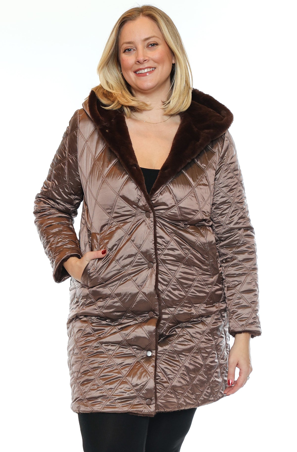 Reversible Faux Fur & Quilted Coat