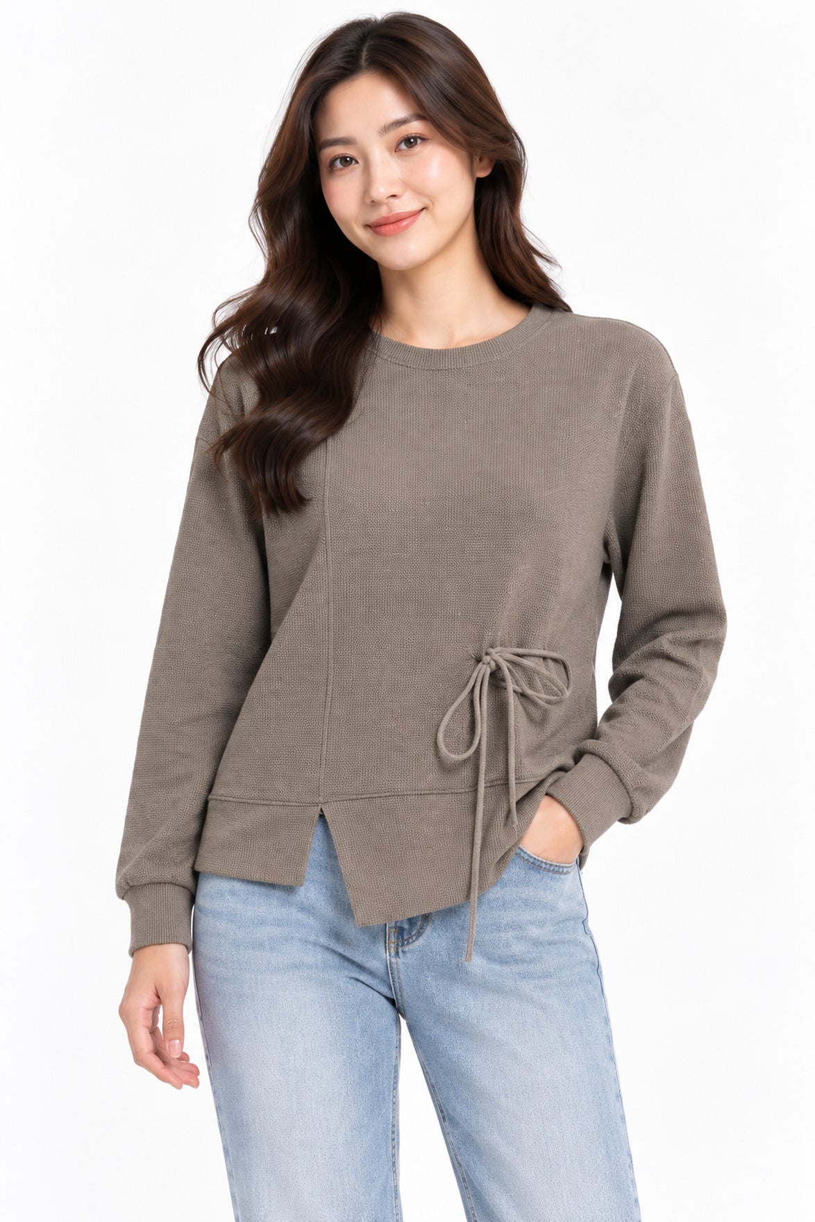 Elegant Button Detail Mock Neck Top