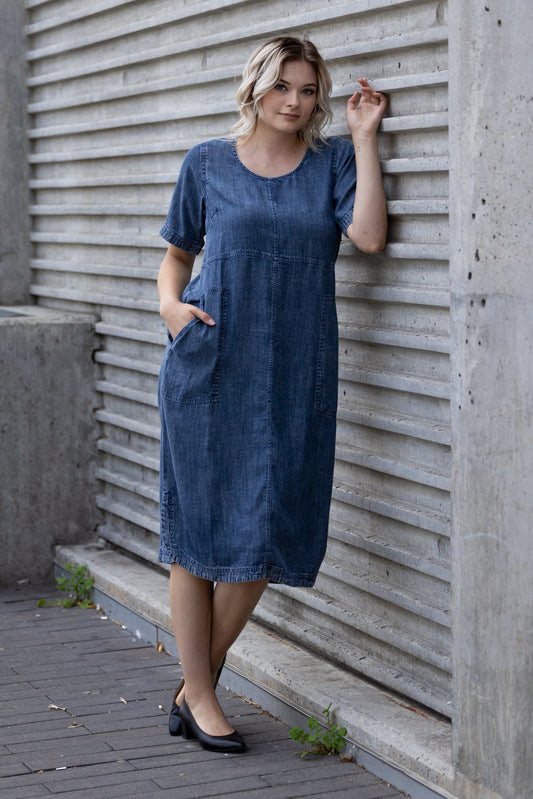 Easy Drape Denim Dress