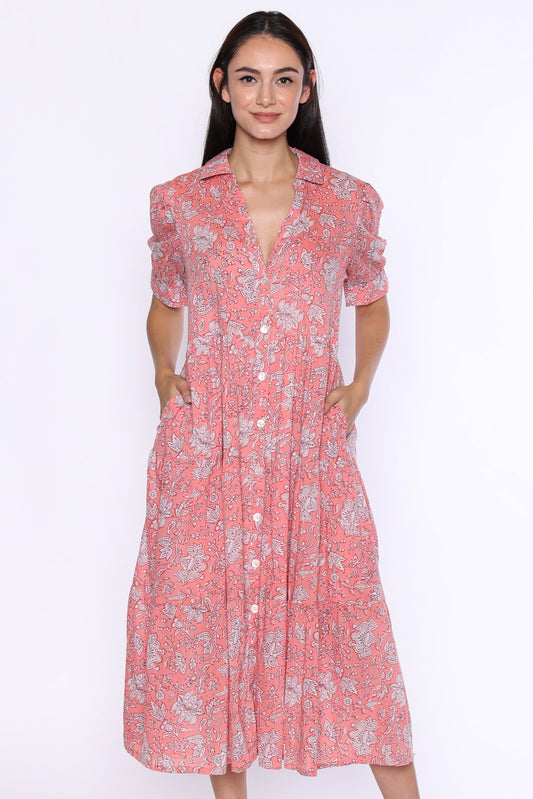Floral Button-Front Midi Dress