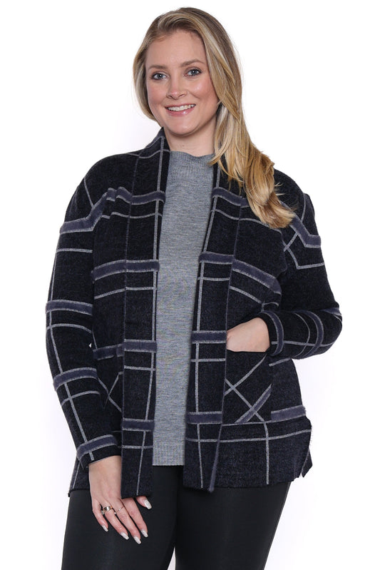 Plaid Open Front Cardigan
