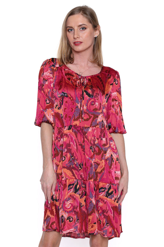 Abstract Print Tiered Dress