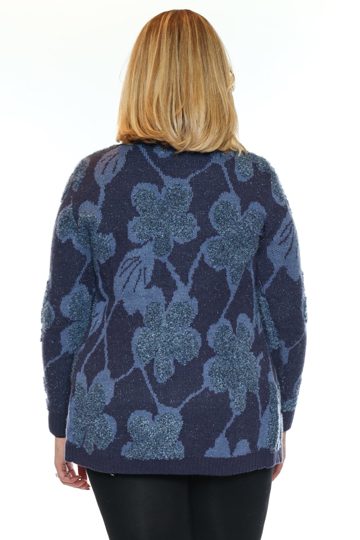 Annie Cardigan - Floral Knit Open Cardigan