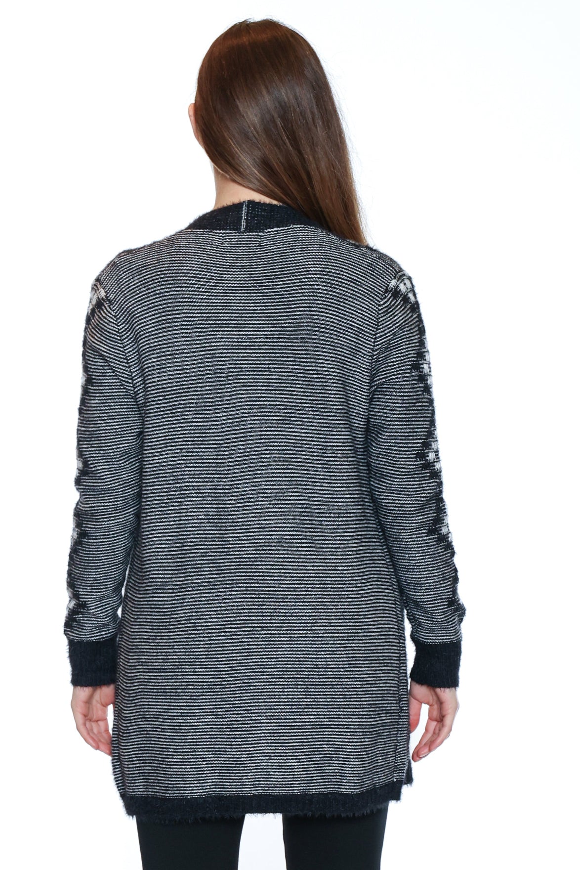 Patterned Open-Front Cardigan