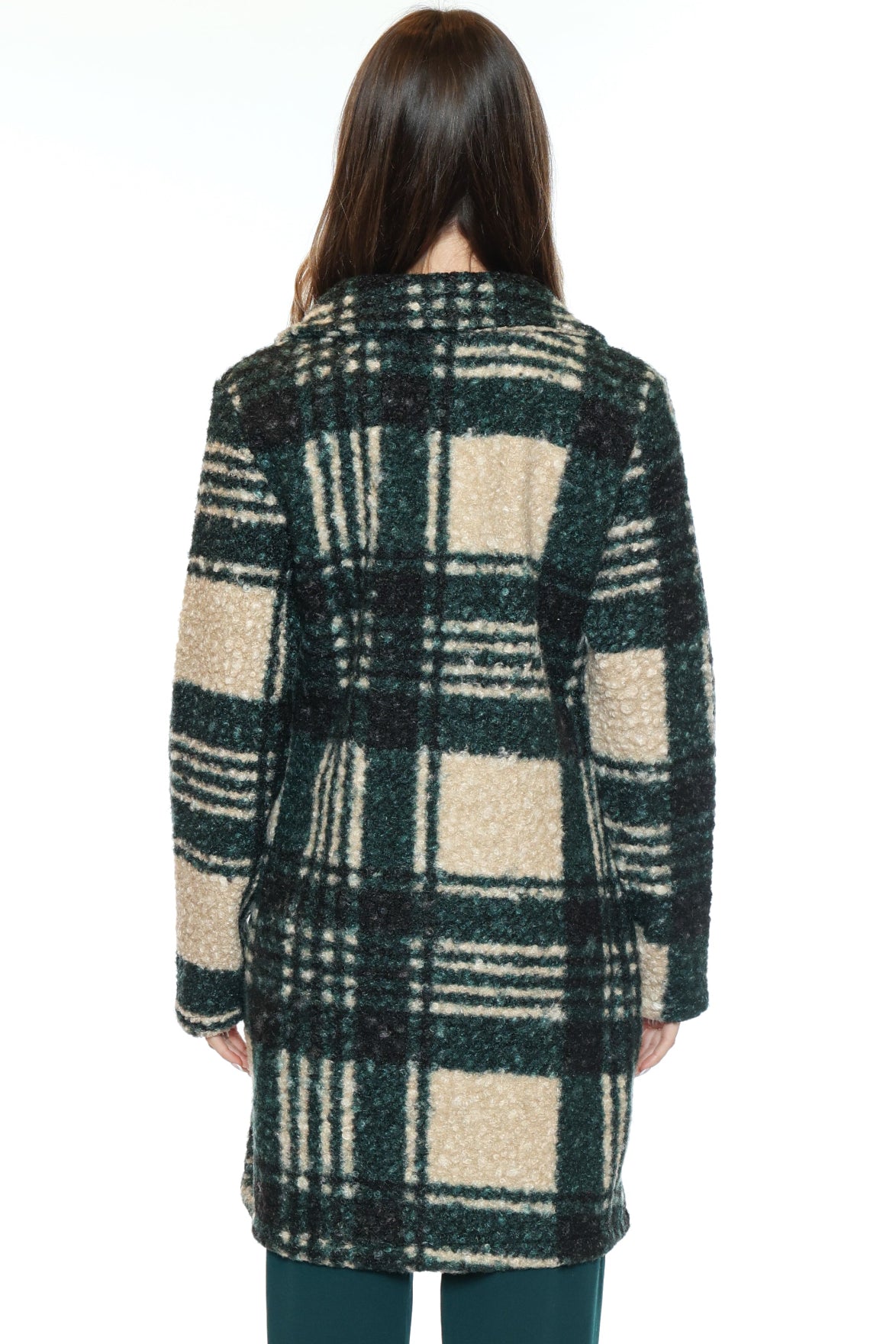 Plaid Button Front Coatigan