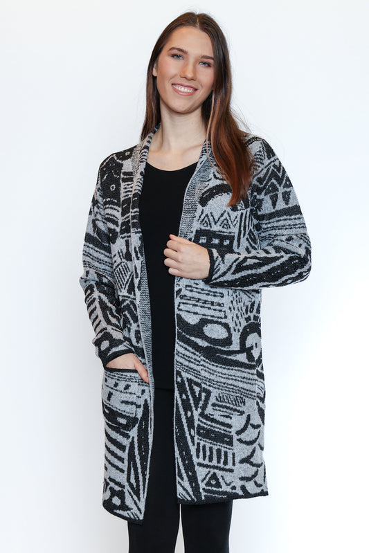 Graphic Knit Duster Cardigan
