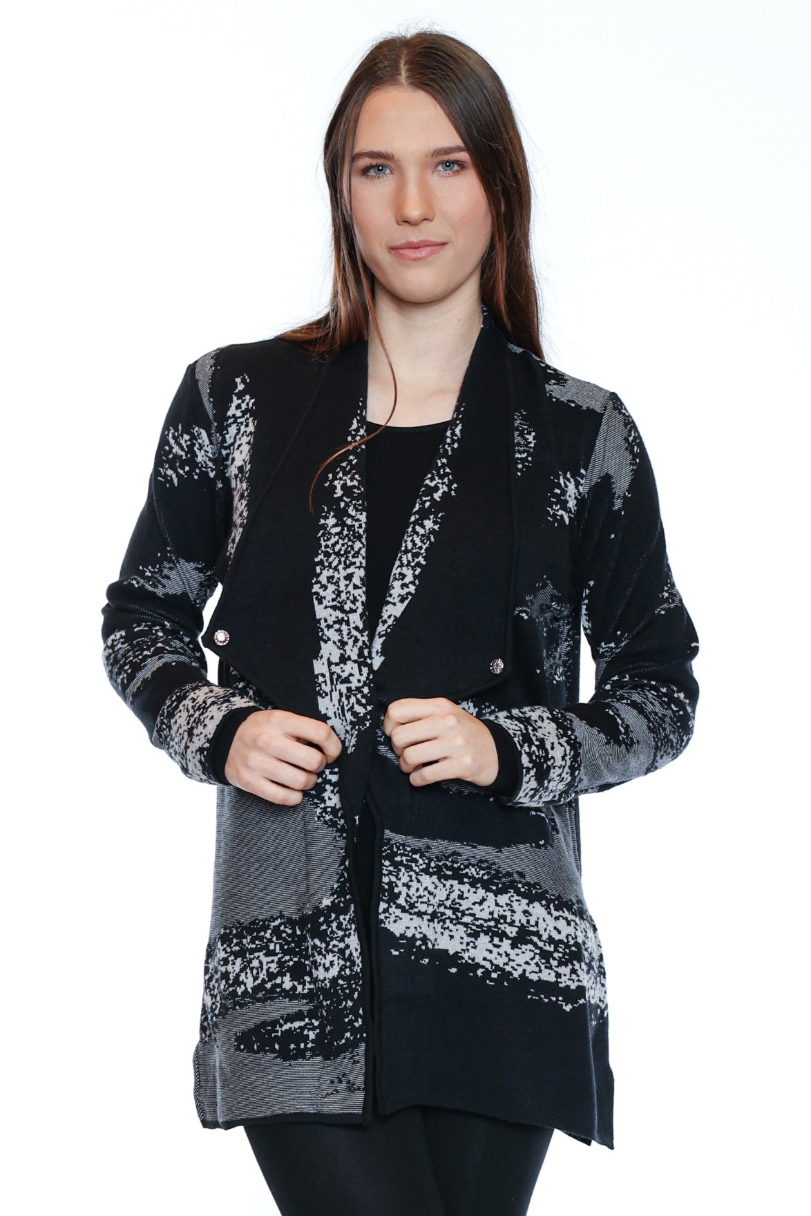 Abstract Print Knit Cardigan