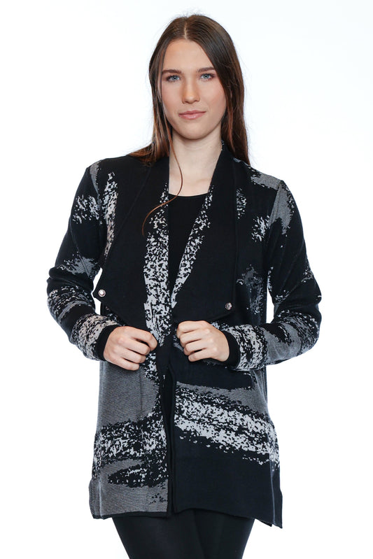 Abstract Print Knit Cardigan
